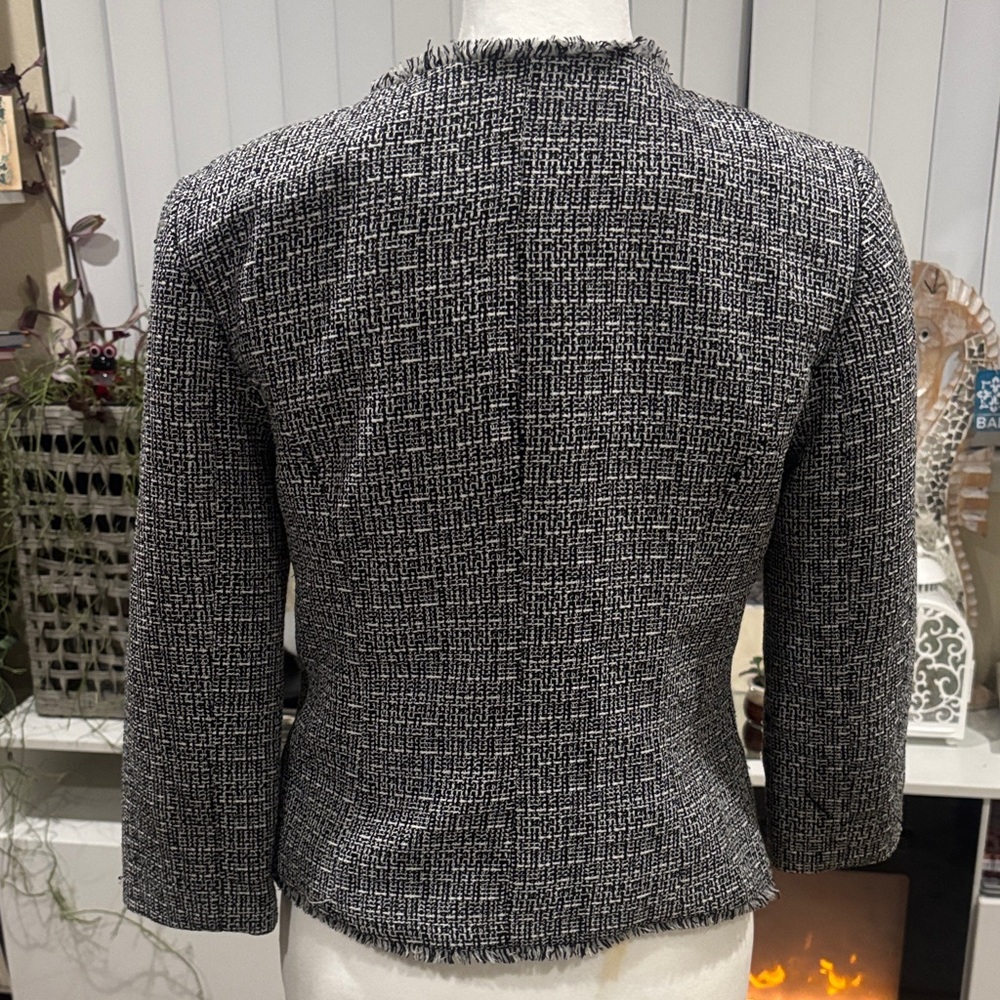AB Studio Black and White Textured Blazer - Picture 4 of 5